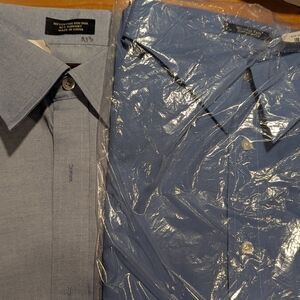 Two Men's Blue Dress Shirts. Kenneth Gordon & Lands End 18.5 -35